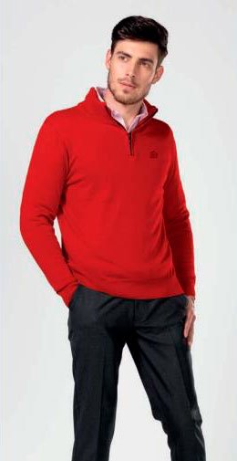 Suéter rojo medio cierre
